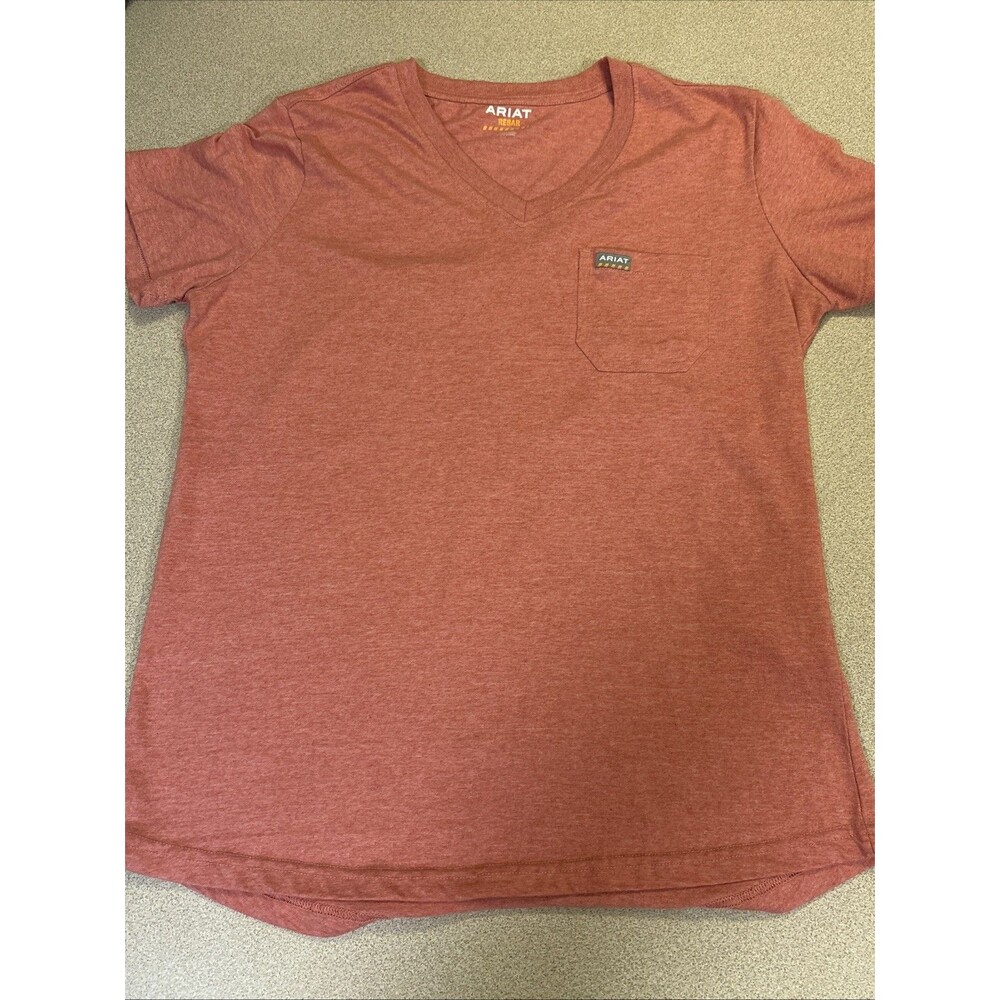 Ariat Rebar Cotton Strong V-Neck T-Shirt, Mineral Red Heather